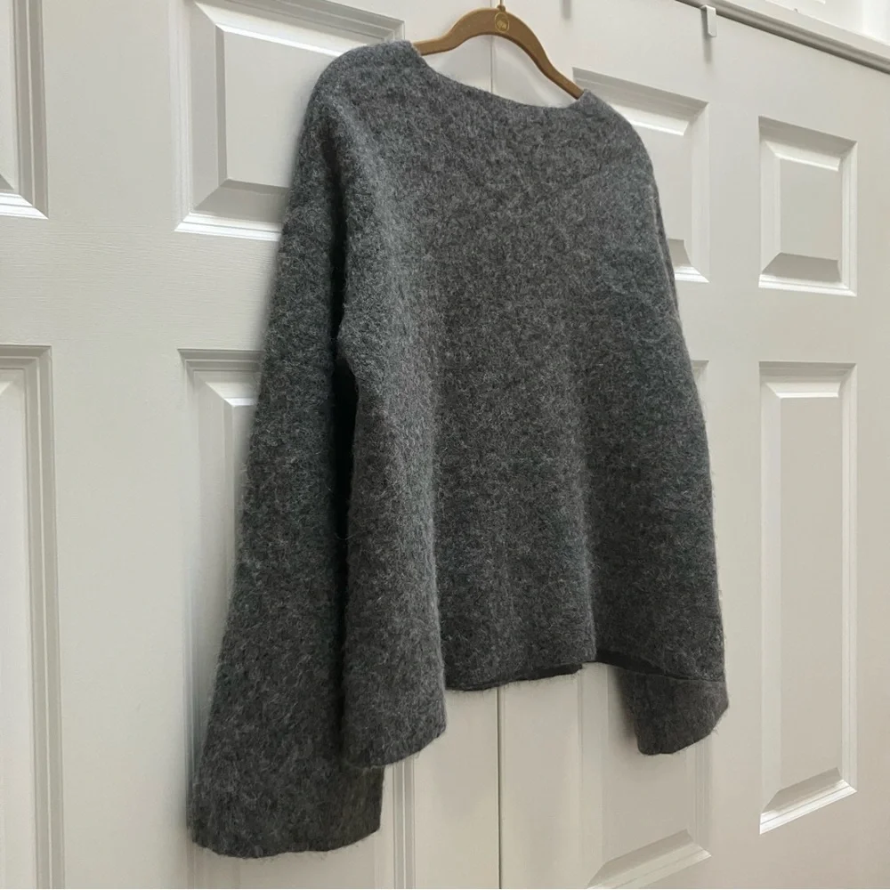 J Crew Collection Alpaca Wool Double Breasted Collarless Sweater Coat Cardigan